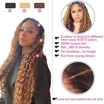 Honey Blonde Ombre Lace Front Wig Human Hair,13x6 Highlight Loose Deep Wave Lace Front Wigs Human Hair Colored Wigs for Women 180% Density OP42730 HD Lace Frontal Wig 12A Gluelesses Wigs Human Hair Pre Plucked SPARKLE DIVA (20inch)