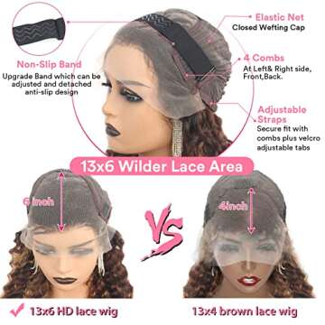 Honey Blonde Ombre Lace Front Wig Human Hair,13x6 Highlight Loose Deep Wave Lace Front Wigs Human Hair Colored Wigs for Women 180% Density OP42730 HD Lace Frontal Wig 12A Gluelesses Wigs Human Hair Pre Plucked SPARKLE DIVA (20inch)