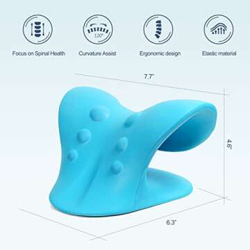 Neck Stretcher for Pain Relief, Neck and Shoulder Relaxer Cervical Traction Device Pillow for Muscle Relax and TMJ Pain Relief (Blue)
