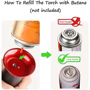 Blow Torch, Professional Kitchen Cooking Torch with Lock Adjustable Flame Refillable Mini Blow Torch Lighter for BBQ, Baking, Brulee Creme, Crafts and Soldering(Butane Gas Not Included)