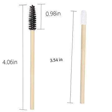 100pcs Bamboo Mascara Wand and Lip Brush Set - Eco-Friendly Applicator Tool