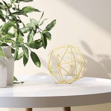 BOTAISHENG Metal Home Decor Living Room Gold Decor 3D Geometric Bookshelf Decor for Modern Home Décor Accents, Living Room Decor and Accessories (6.25 Inches)