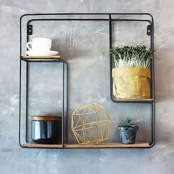 BOTAISHENG Metal Home Decor Living Room Gold Decor 3D Geometric Bookshelf Decor for Modern Home Décor Accents, Living Room Decor and Accessories (6.25 Inches)