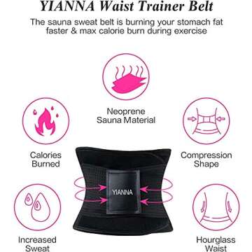 YIANNA Women Waist Trainer Belt - Slimming Sauna Waist Trimmer Belly Band Sweat Sports Girdle Belt W...