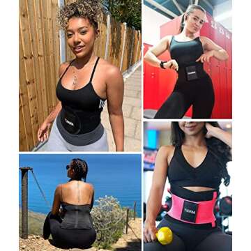 YIANNA Women Waist Trainer Belt - Slimming Sauna Waist Trimmer Belly Band Sweat Sports Girdle Belt Weight loss, YA8002-2-Black-M