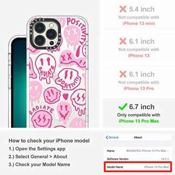 MOSNOVO Case for iPhone 13 Pro Max, [Buffertech 6.6ft Military-Grade Drop Protection] [Anti Peel Off Tech] Clear TPU Bumper Phone Case Cover Design - Pink Dripping Smiles