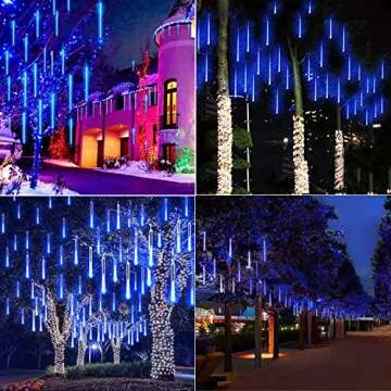 Meteor Shower Lights Outdoor, 11.8 Inches 10 Tubes 240 LED Snowfall Lights, Waterproof Meteor Christ...