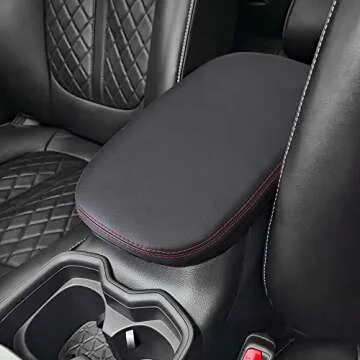 QianBao Compatible with Auto Center Console Pad, Center Console Cover Armrest Pad Protector for Toyota RAV4 2019 2020 2021 2022 2023 2024 Red Stitches