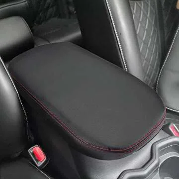 QianBao Compatible with Auto Center Console Pad, Center Console Cover Armrest Pad Protector for Toyota RAV4 2019 2020 2021 2022 2023 2024 Red Stitches