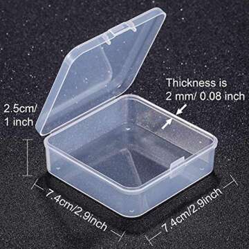 SATINIOR 12 Pack Clear Plastic Beads Storage Containers Box with Hinged Lid for Beads and More (2.9 x 2.9 x 1 Inch)