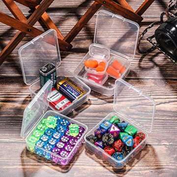 SATINIOR 12 Pack Clear Plastic Beads Storage Containers Box with Hinged Lid for Beads and More (2.9 x 2.9 x 1 Inch)