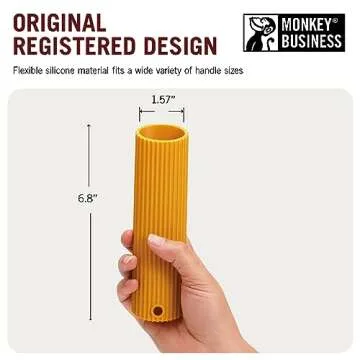 Monkey Business Silicone Kitchen Tool | Penne-shaped kitchen utensil for hot handles when cooking and serving | Non-Slip Penne-shaped Silicone Sleeve Ideal for cast metal griddles, and skillets.