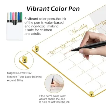 Elegant Acrylic Magnetic Calendar for Fridge | Organize with Style