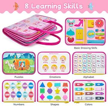 Freebear Busy Board Toddler Travel Toys Quiet Book Sensory Toys for Toddlers 1 2 3 4, Montessori Toy...