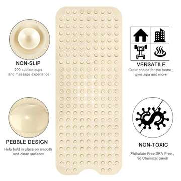YINENN Non-Slip Bath Shower Safety Mat - 40x16 Inch