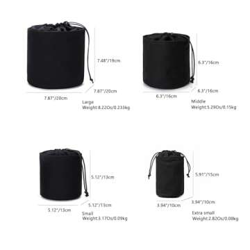 YONBEN Tall Purse Organizer Insert Womens Canvas Round Handbag Organizer Storage Handbag Purse Organizer Round Cosmetic Pouch Bag Bucket Makeup Bag (Black, L)