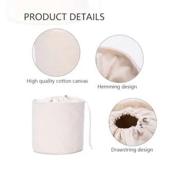 YONBEN Tall Purse Organizer Insert Womens Canvas Round Handbag Organizer Storage Handbag Purse Organizer Round Cosmetic Pouch Bag Bucket Makeup Bag (Black, L)