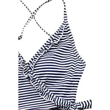 CUPSHE Women's Navy and White Striped One-Piece Swimwear