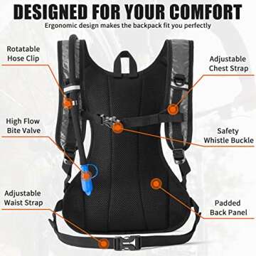 MIRACOL Hydration Pack Water Backpack - Water Pack with 2L Water Bladder - Hydration Backpack Hydropack for Running Biking Cycling Hiking Rave Festival