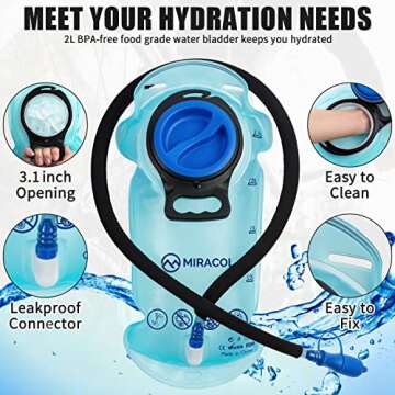 MIRACOL Hydration Pack Water Backpack - Water Pack with 2L Water Bladder - Hydration Backpack Hydropack for Running Biking Cycling Hiking Rave Festival