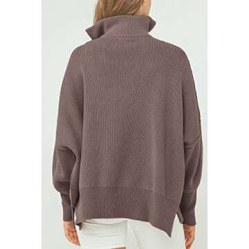 EFAN Women's Quarter Zip Pullover 2023 Fall Oversized Long Sleeve 1/4 Zipper Collar Sweatshirt Knit Sweater