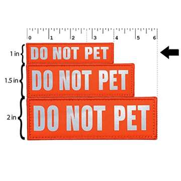JUJUPUPS Orange Reflective Dog Patches 2 Pack Service Dog,in Training,DO NOT PET,Patches with Hook and Loop for Vests and Harnesses(DO NOT PET, 4x1 inch)