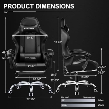GTPLAYER Gaming Chair with Footrest for Comfort