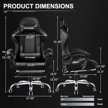 GTPLAYER Gaming Chair with Footrest for Comfort