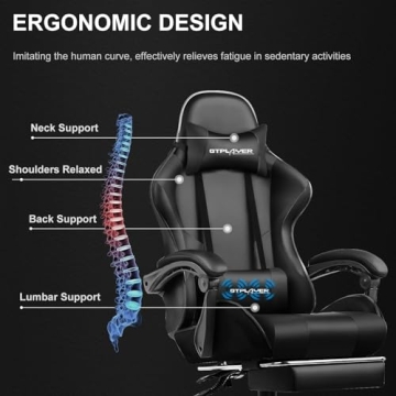 GTPLAYER Gaming Chair with Footrest for Comfort