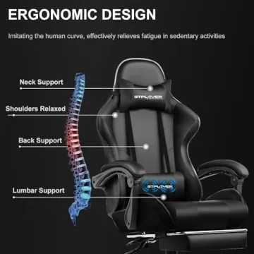 GTPLAYER Gaming Chair with Footrest for Comfort