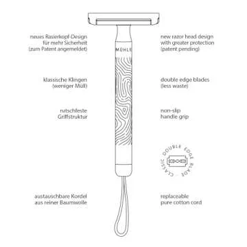 MÜHLE Companion Safety Razor – Women's Double-Edged Body Razor for Shaving, Gentle Use, Suitable for Body, Legs, & Underarms, Longer Handle, Long Lasting Blade
