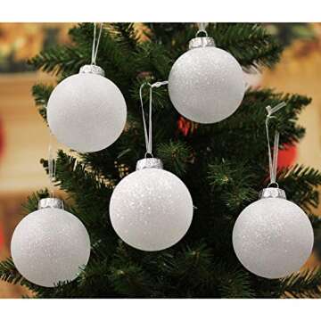 SLEETLY 28pc White Christmas Ball Ornaments for Farmhouse Tree Holiday Xmas Decorations, Large Shatt...