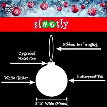 SLEETLY White Christmas Ball Ornaments for Holiday Décor
