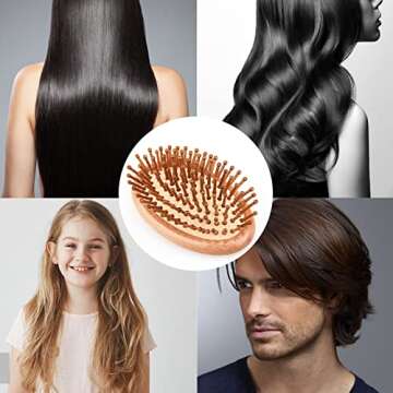 Bamboo Hair Brush, Ancable Travel Portable Wooden Bamboo Bristle Scalp Massager, Anti-Static Air Cushion Brush Comb, Mini HairBrush for Men Women Kids Thick Thin Curly Straight Wet Dry Hair Restore