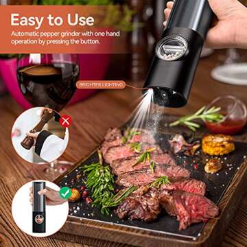 Electric Salt and Pepper Grinders Rechargeable One Hand Operation