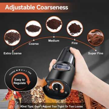 Electric Salt and Pepper Grinders Rechargeable One Hand Operation