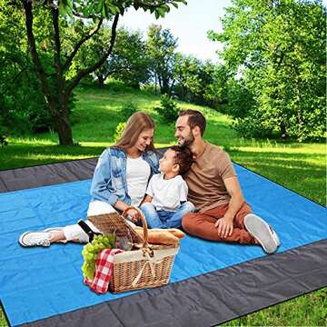 Hivernou Sand Free Beach Mat , Quick Drying Ripstop Nylon Compact Outdoor Beach Blanket Best Sand Proof Picnic Mat for Travel, Camping, Hiking and Music Festivals(82‘’×79‘’)