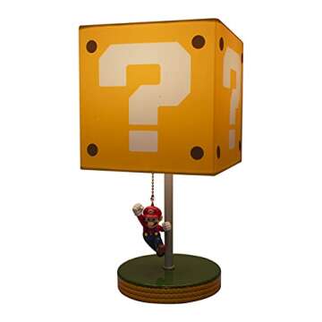 Paladone Super Mario Question Block Table Lamp with Mario Chain Pull - Officially Licensed Nintendo Merchandise,Yellow