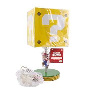 Paladone Super Mario Question Block Table Lamp with Mario Chain Pull - Officially Licensed Nintendo Merchandise,Yellow