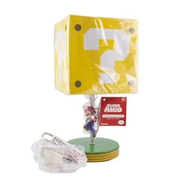 Paladone Super Mario Question Block Table Lamp with Mario Chain Pull - Officially Licensed Nintendo Merchandise,Yellow