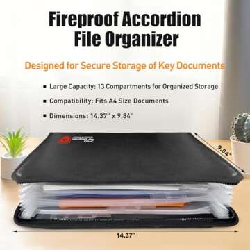 Fireproof Accordion File Organizer - Essential Document Protection