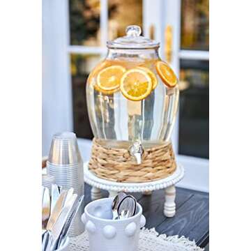 Mud Pie Water Hyacinth Drink Dispenser, Clear, 17.5" x 10.5" Dia