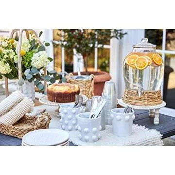 Mud Pie Water Hyacinth Drink Dispenser, Clear, 17.5" x 10.5" Dia