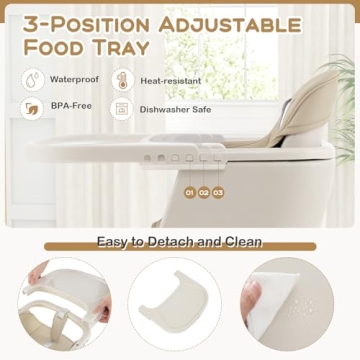 BABY JOY 3-in-1 Adjustable High Chair with Removable Tray