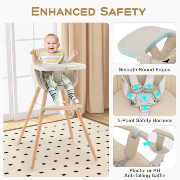 BABY JOY 3-in-1 Adjustable High Chair with Removable Tray