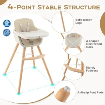 BABY JOY 3-in-1 Adjustable High Chair with Removable Tray