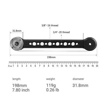 SMALLRIG Standard Rosette Extension Arm Dogbone for RED, for URSA Mini, for Sony FS7 FS5, M6 198mm Long - 1807
