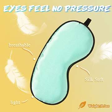 Sintege 4 Pcs Eye Mask for Sleeping Kids Smooth Silk Soft Eye Cover with Adjustable Strap Blindfold for Sleeping Block Out Light Childhood Kids Gift Boys Girls (Black, Gray, Blue, Green)