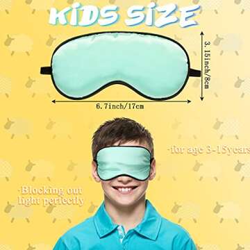Sintege 4 Pcs Eye Mask for Sleeping Kids Smooth Silk Soft Eye Cover with Adjustable Strap Blindfold for Sleeping Block Out Light Childhood Kids Gift Boys Girls (Black, Gray, Blue, Green)