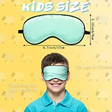Sintege 4 Pcs Eye Mask for Sleeping Kids Smooth Silk Soft Eye Cover with Adjustable Strap Blindfold for Sleeping Block Out Light Childhood Kids Gift Boys Girls (Black, Gray, Blue, Green)